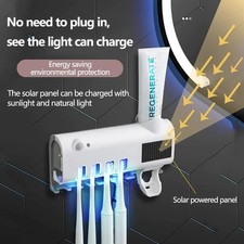 UV Light Sterilizer Toothbrush Holder Cleaner  Automatic Toothpaste Dispenser