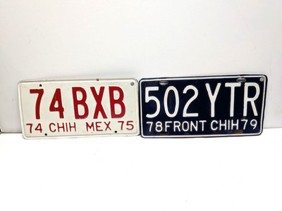 Pair of Chihuahua Mexico license plates 1974-75 & 1978-79 Nice