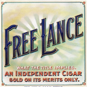 FREE LANCE cigar box label 4 x 4" NEW.