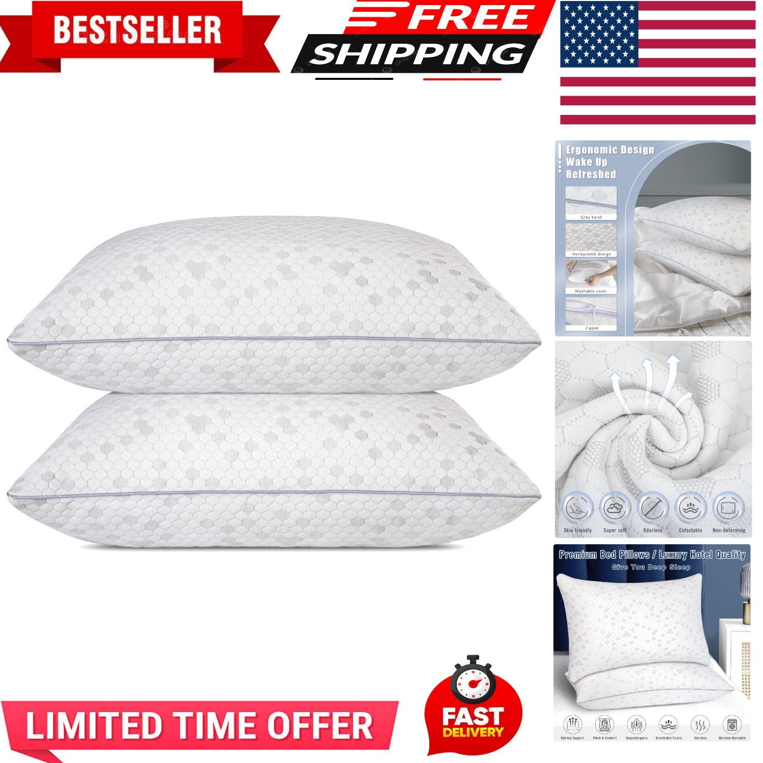 , Medium Firm Standard Size Pillows 2 Pack,couple...