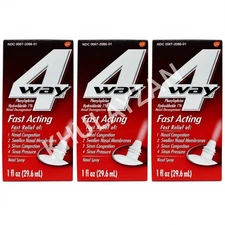 3 Pack 4 Way Fast Acting Nasal Decongestant Fast Relief Nasal Spray 1 Oz Each