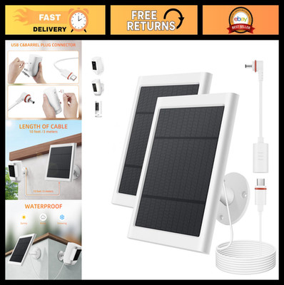 Solar Panel Charger for Ring Camera - 2 Pack, 4W Solar Power with 10ft Cable & U