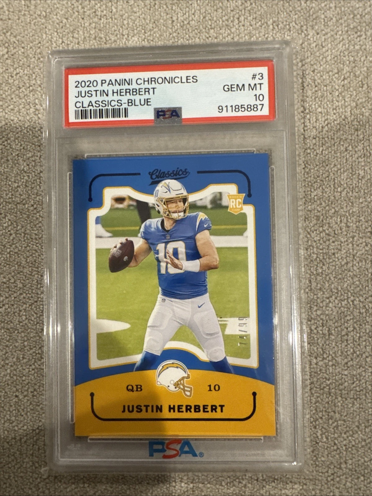 Justin Herbert Panini Chronicles Classics #3 Blue