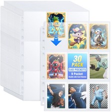30 Pack 540 Pocket Binder Pages - Double-Sided Trading Card Sleeves for 3 Ring B