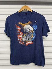 80s Harley Davidson 3D Emblem T-Shirt Vintage Blue Rare