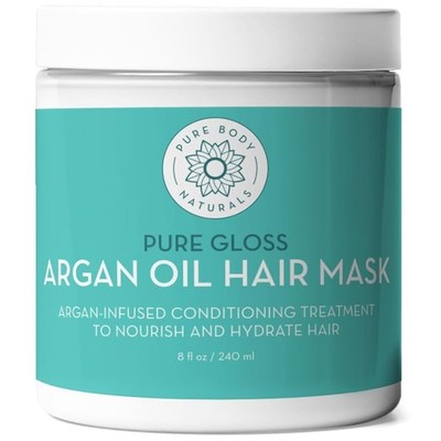 Pure Body Naturals Hair Mask, 8 Fluid Ounces - Argan Oil Deep Conditioning Treat