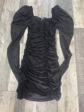 lovely ladies missguided size 6 black bodycon party evening dress mesh sleeves