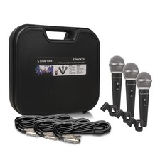 3-piece Professional Handheld Dynamic Microphone Kit with Carry Case, Mic Cli...