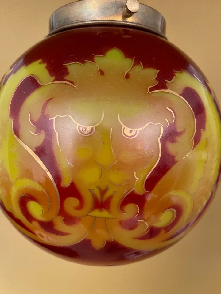 Impresionante colgante vestíbulo rojo vintage iluminación años 20. Foto 2 de 4