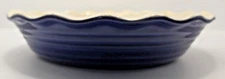 Emile Henry France 10” Pie Plate Baking Dish Cobalt Blue Fluted Edge
