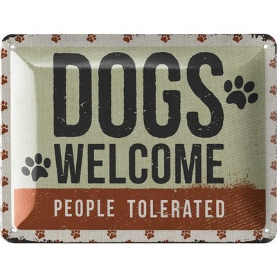 LANOLU Blechschild Dogs Welcome People Tolerated Haustür Hundeecke - 15x20cm