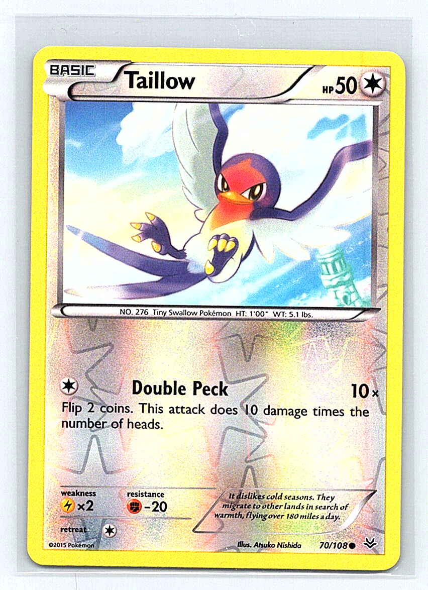 Taillow 70/108 Reverse Holo Pokémon Card – Roaring Skies (2015)