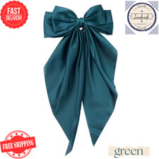 Christmas Sale Long Satin Hair Bow for Stylish Hairstyles and Everyday Use GREEN