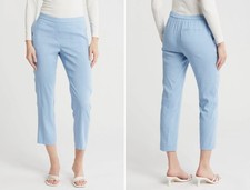  245 THEORY - Blue Linen Treeca Pull On Eco Crunch Slim Leg Pants - Women's 6   