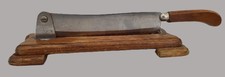 COUPE-PAIN LAME CRANTÉE INOX ET BOIS ANCIENNE TRANCHEUSE BAGUETTE ART POPULAIRE