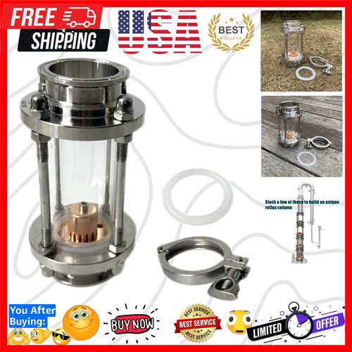 2 inch Glass Reflux Section with Copper Bubble Plate