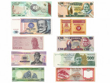 (New) Job Lot of 10 Random World Bank Currency of the World NEW UNC Uncirculated