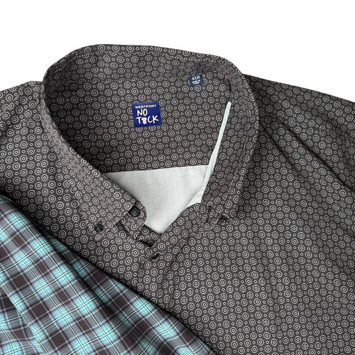 2 UNTUCKit Hemd Herren 4XB kariert & Geo Performance Stretch Nylon Knopf Freizeit - Bild 3 von 10