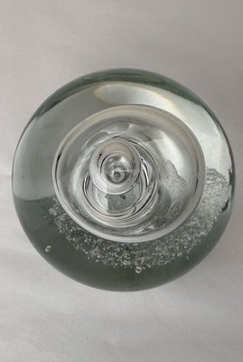 Vintage Paperweight Art Glass Swirl Bubble Single Tornado Clear Round 3''