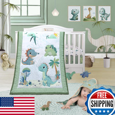 TrenD'lay 4 Pcs Crib Bedding Set - Comforter, Fitted Sheet, Skirt, Bib - Unisex