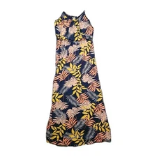 Naif Med Tropical Island Beachy  Long Maxi Adjustable Strap Dress Elastic 