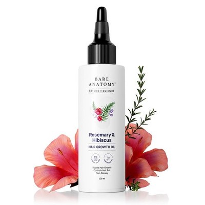 Bare Anatomy Rosmarin Hibiskus Haarwachstumsöl kontrolliert Haarausfall 100ml