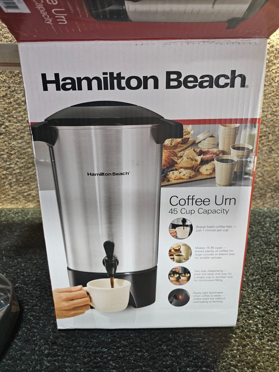 Hamilton Beach 40515G Coffee Urn 45 Cup Silver Black Metal Two-Way  Dispensing | eBay
