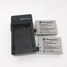 Powerextra 2 LP-E8 Batteries + wall Charger for Battery for canon DSLR Camera