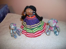 Unique Hand Made Doll and 2 Hand Made Bears