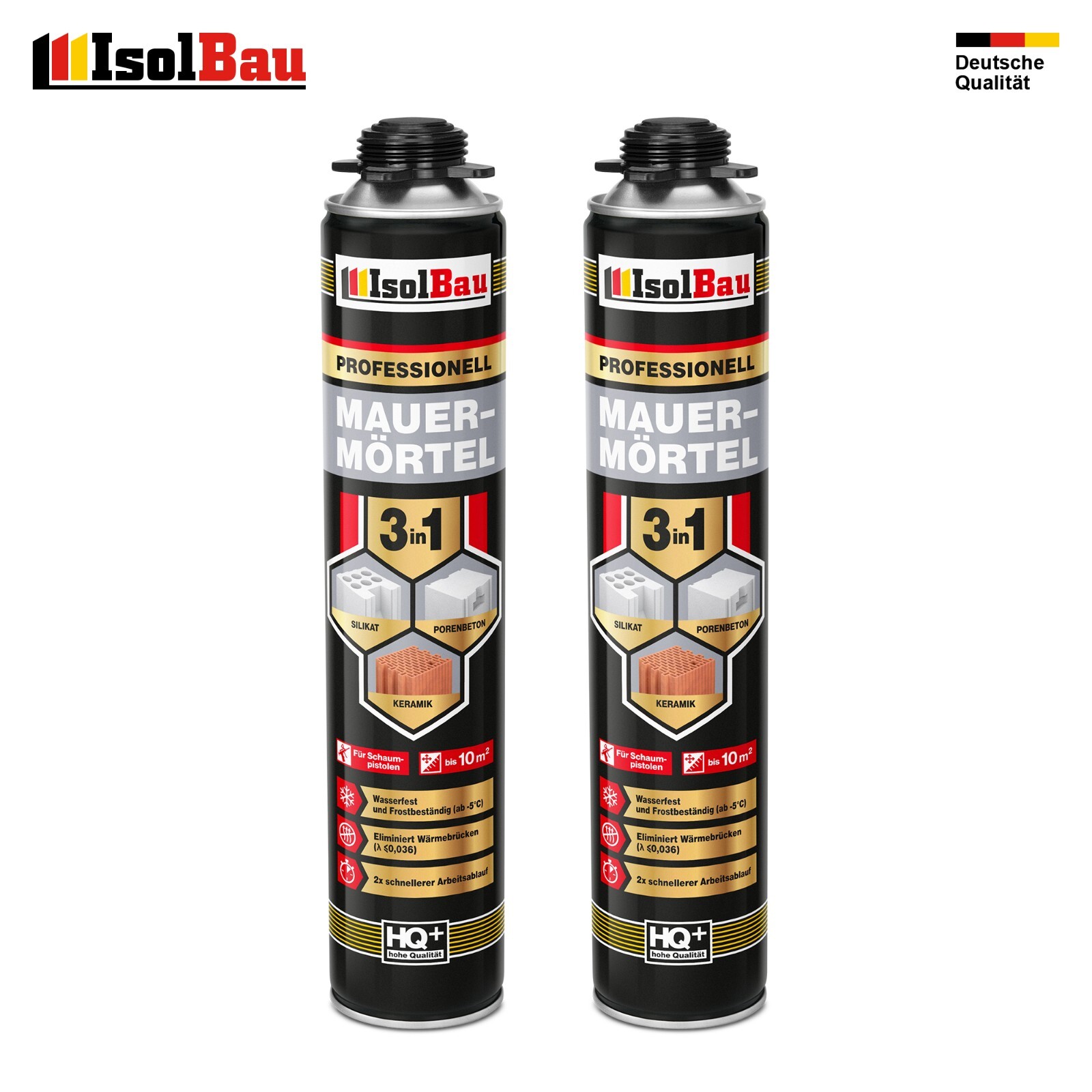 Mauermörtel Pistolenschaum Montageschaum Klebeschaum 3in1 PU-Mörtel 2 x 750ml