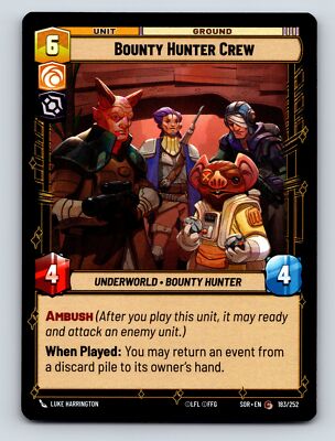 Aggression Cunning Underworld Bounty Hunter Crew Unit Ground Ambush