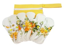 Lilind® 6 Pack Reusable Organic Cloth Pads w/ Bag Comfortable Healthy Waterproof