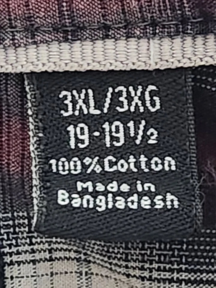 J Ferrar Mens Shirt 3XL XXXL Button Up Flannel Shirt Long Sleeve Plaid Purple - Image 3 of 4