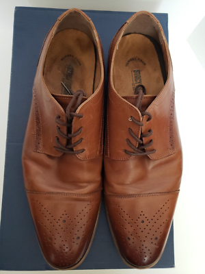 Stacy Adams Tan Brown Leather Cap-Toe Derbys Stacy Adams Dress Shoes Tan Ostrich Print Cap Toe Oxford  main image 3