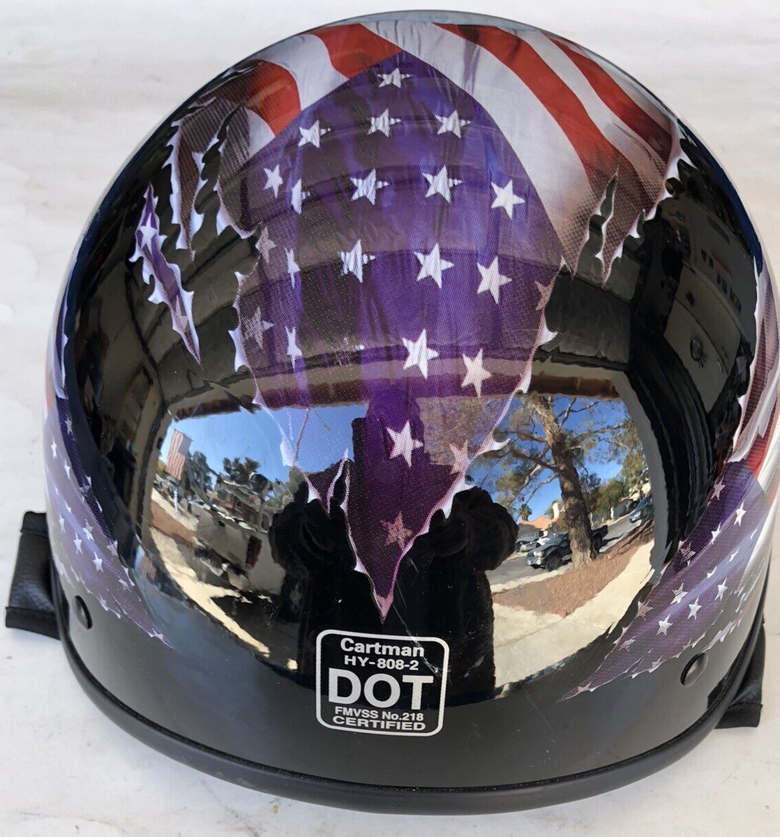 Glossy Black Eagle/Flag/Claws ABS Motorcycle Half Helmet Glossy Black Eagle/Flag/Claws ABS Motorcycle Half Helmet