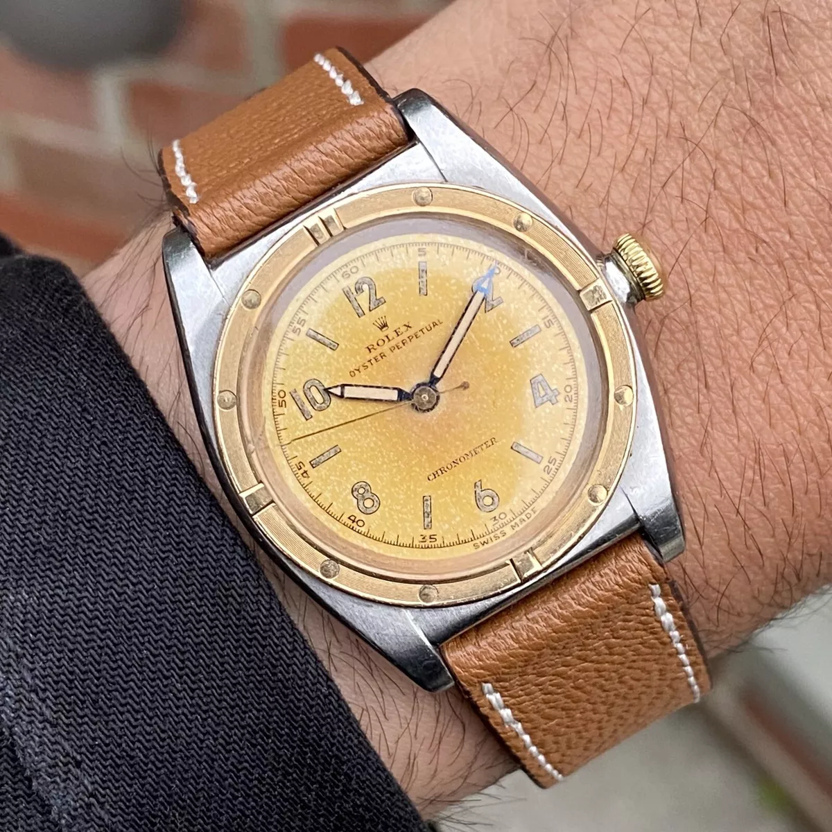 Fantastisk Solskoldning Fordi Vintage Rolex Oyster Perpetual Bubbleback Two-Tone Ref.3372 | eBay