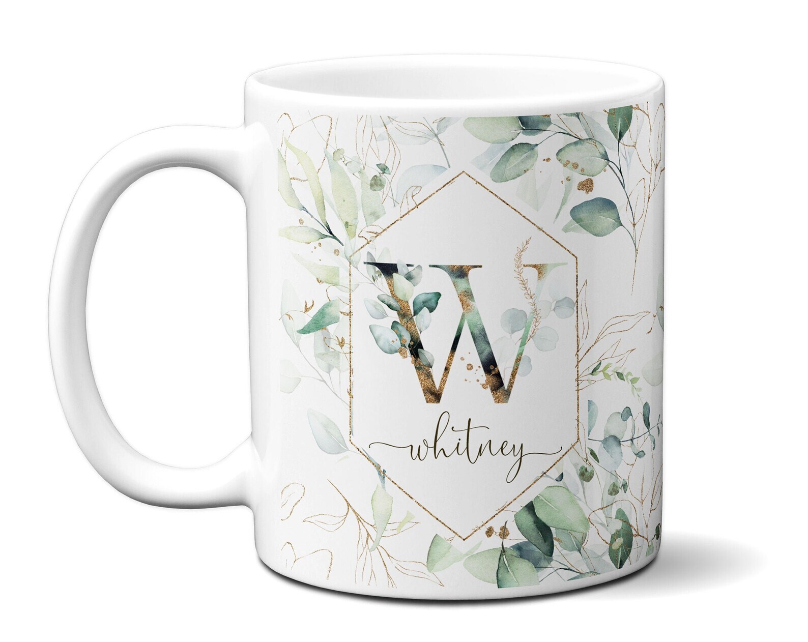 Personalize With Name And Monogram Coffee Mug Letter Floral Initial Flowers Alph