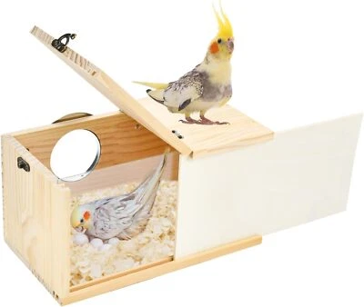 SHURUNG Parrot Nesting Box Cockatiel Nesting Box Bird Breeding Box House Handcrafted ...