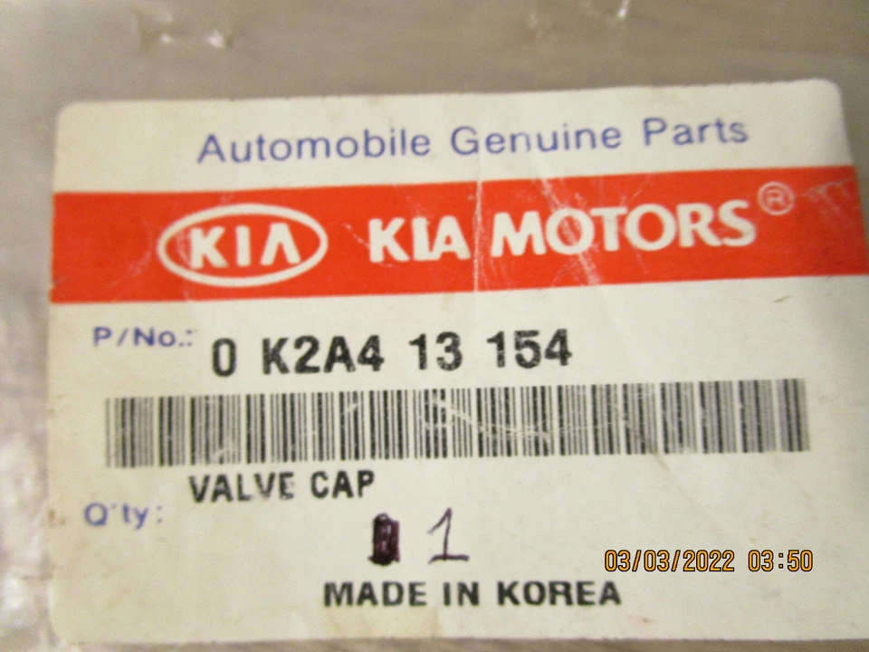 Genuine Kia OEM 0K2A413154 Valve Cap fits 00-05 Rio 97-01 Sephia 00-04 Spectra Foto 2 de 4