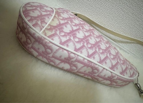 CHRISTIAN DIOR 2004 Trotter Saddle Bag Shoulder Bag Enamel PVC Pink Used Auth - Picture 2 of 5