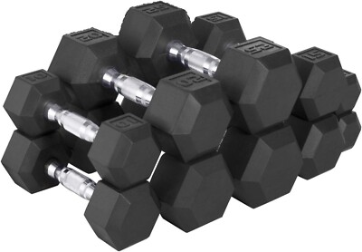 Single Rubber Coated Hex Dumbbell Hand Weight, 10/12/15/20/25/30/35/40/45/50lb