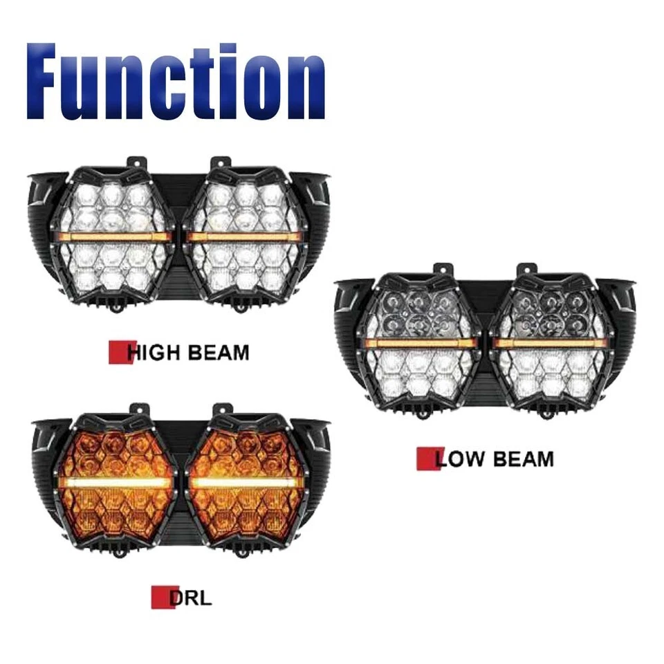 Faro doble LED con haz alto/bajo DRL para Harley Davidson Road Glide 2015-2023 Foto 3 de 4