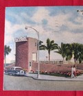1955 Posted 4ct Air Mail New Miami Beach Bandshell @ Biscayne St. Linen Postcard — photo 3