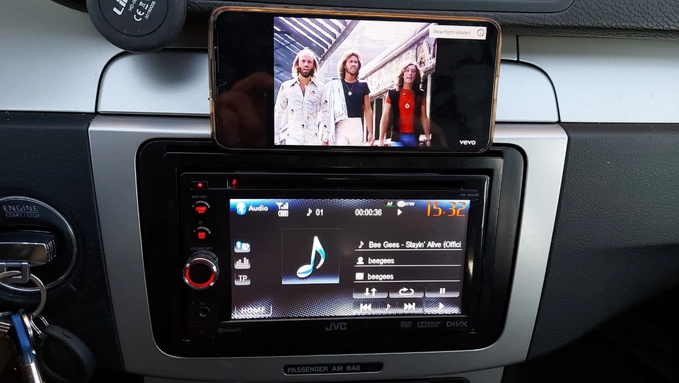 stereo 2 din jvc kw-av61bt bluetooth dvd  cd usb aux 3 rca front estrai 50x4 - Immagine 3 di 4