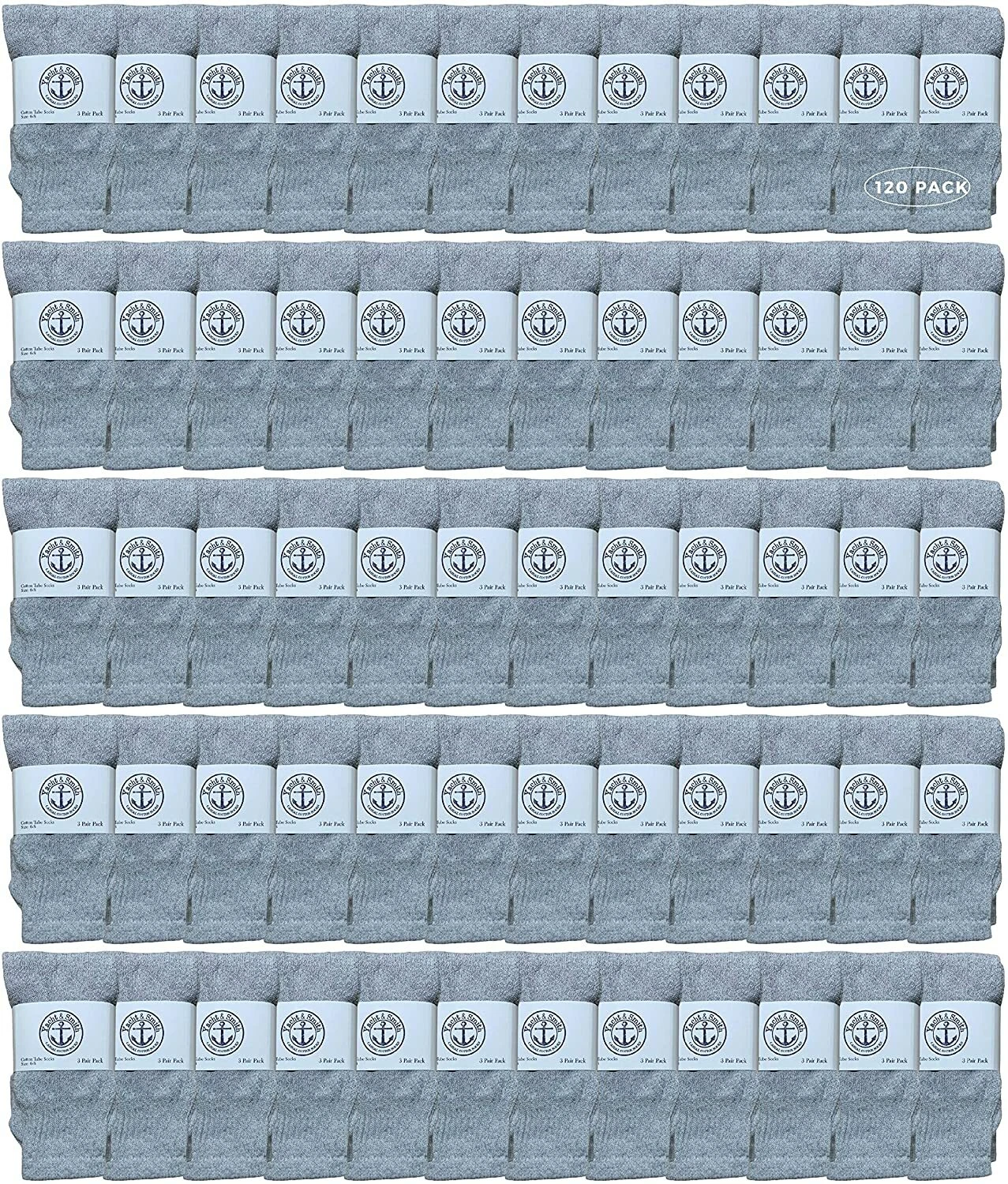17 Inch Wholeasle Kids Tube Socks, Cotton Tube Socks - 6-8 - Gray - 120 Packs