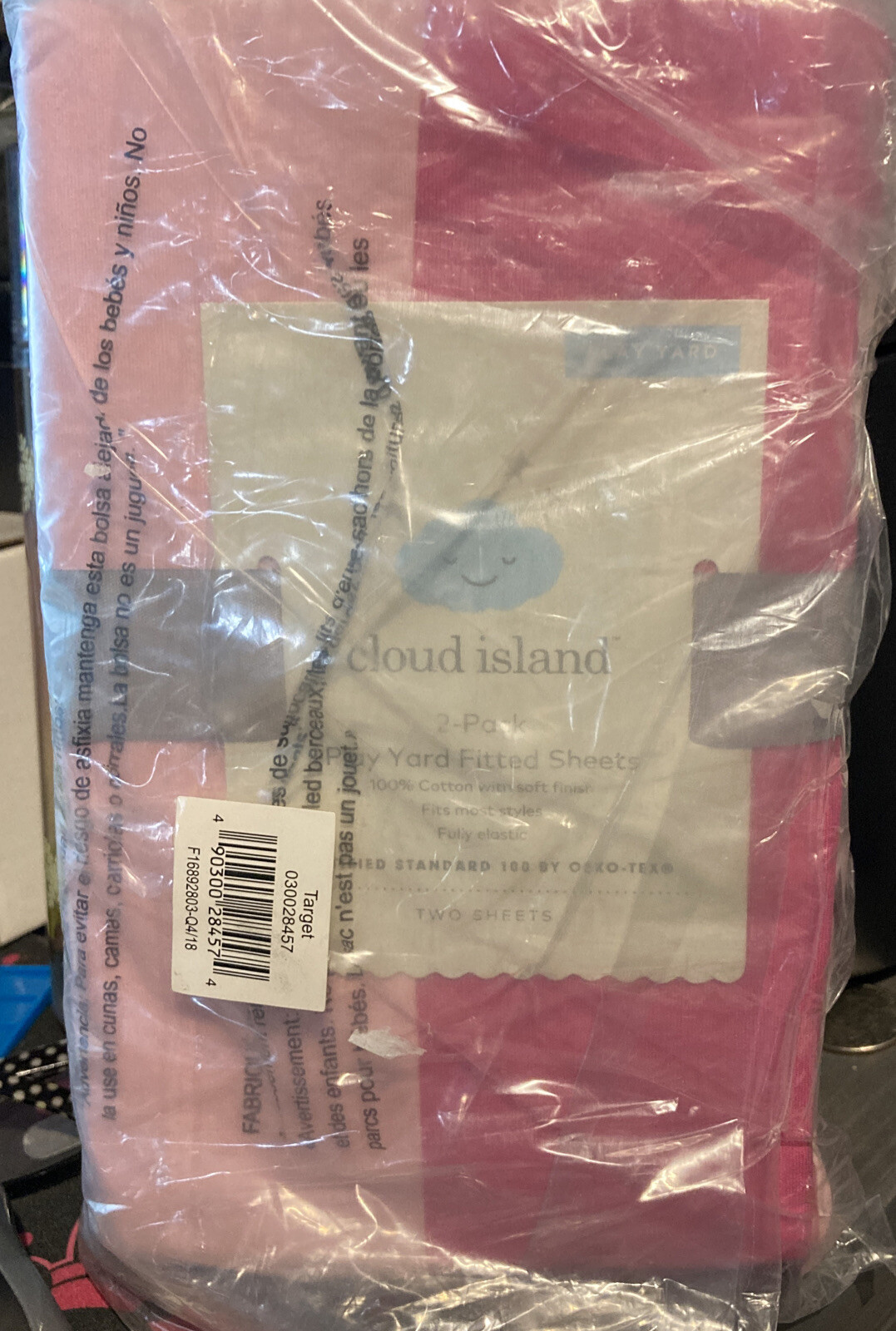 Cloud Island TWO (2) Pack PLAY YARD PLAYARD FITTED Sheet Set DARK LIGHT PINK-image