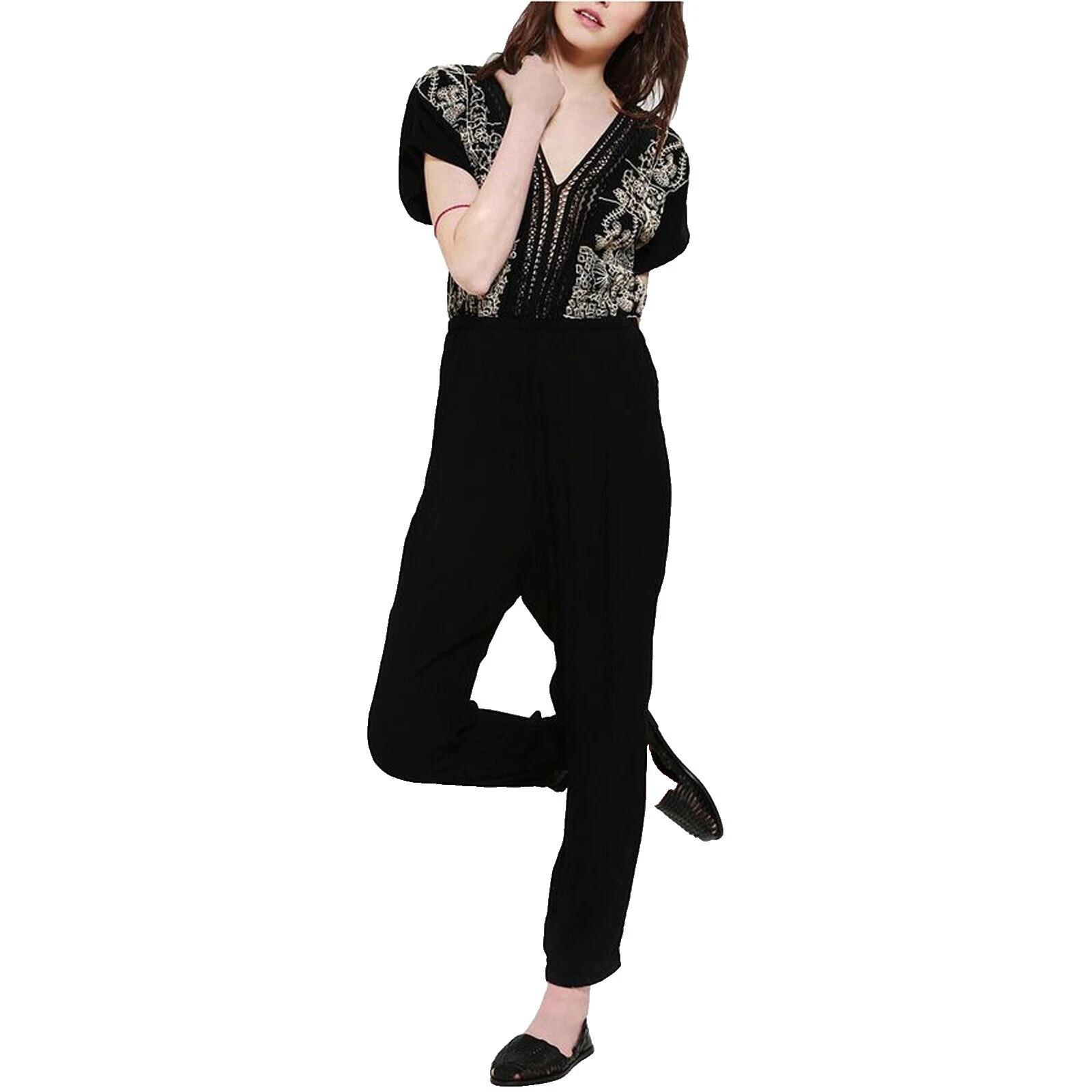 Ecote Black Regular Size Jumpsuits & Rompers for Women