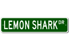 Lemon Shark Fish Sign Metal Wall Decor Fishing Street Sign - Aluminum