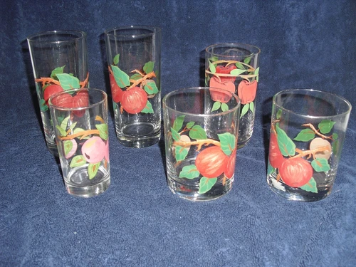 6 Vintage 1984 Franciscan Apple assorted drinkware glasses no chips
