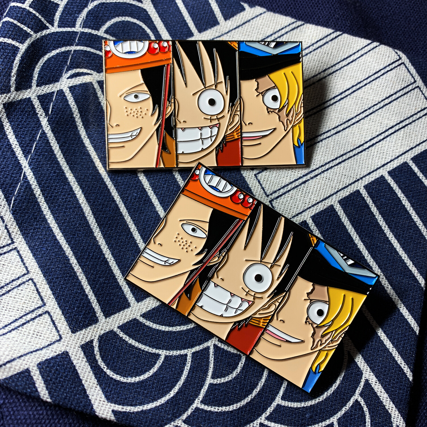  2.6"One Piece Luffy & Sabo &· Ace Metal Pin Badge brooch Anime Collectible  